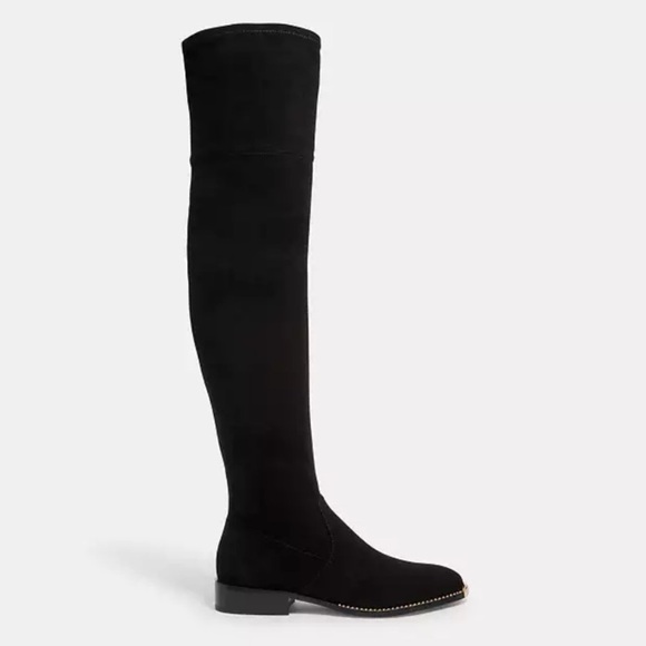 Coach Natalia Black Over the Knee Suede Boots - Picture 1 of 10